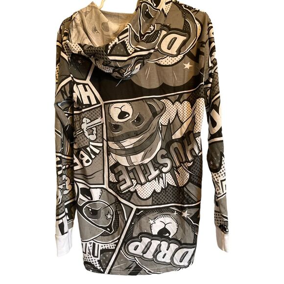 Hustle OG Bear Long Sleeve All Over Graffiti Bailey Apparel Hoodie Size M - Picture 2 of 11